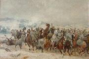 Otto Bache De lichtensteinske husarers angreb oil painting